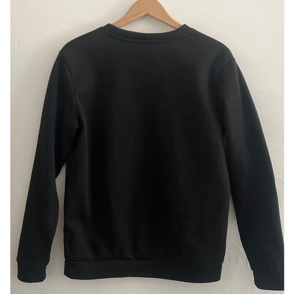 Shein Black Sweatshirt White Lettering BE REAL Not Perfect Crew Neck Medium - Picture 2 of 4